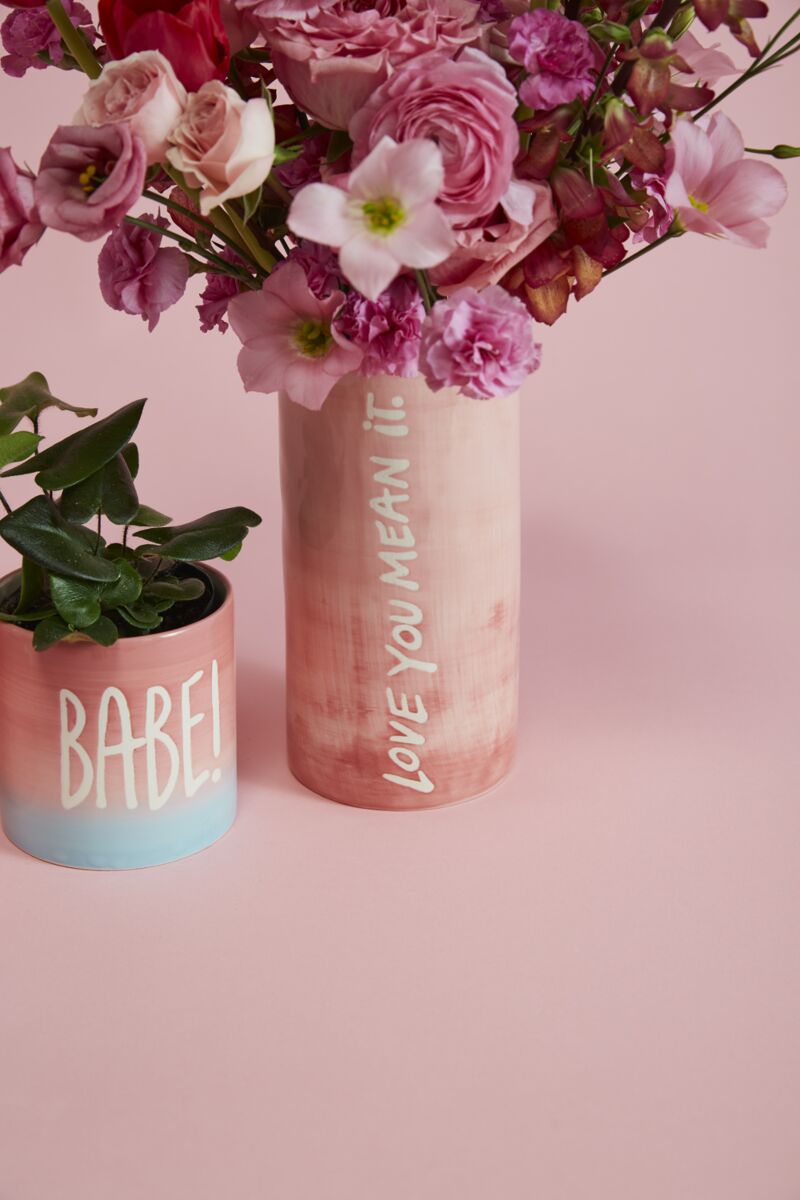 Design Shop Pink Love Out Loud Collection Vase, 4" X 8", Set of 2.