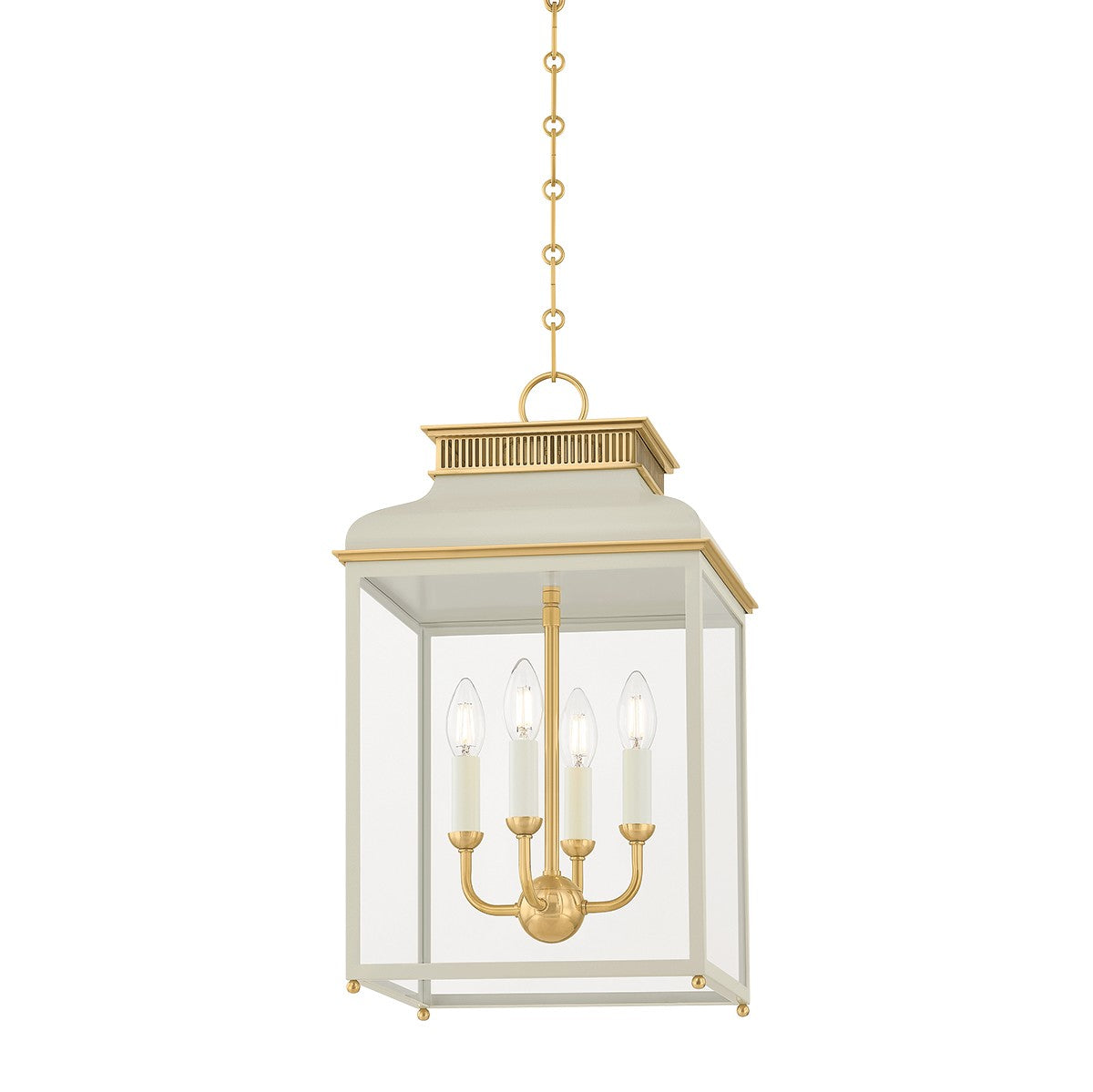Hudson Valley - MDS2400-AGB/OW - Four Light Lantern - Houghton - Aged Brass