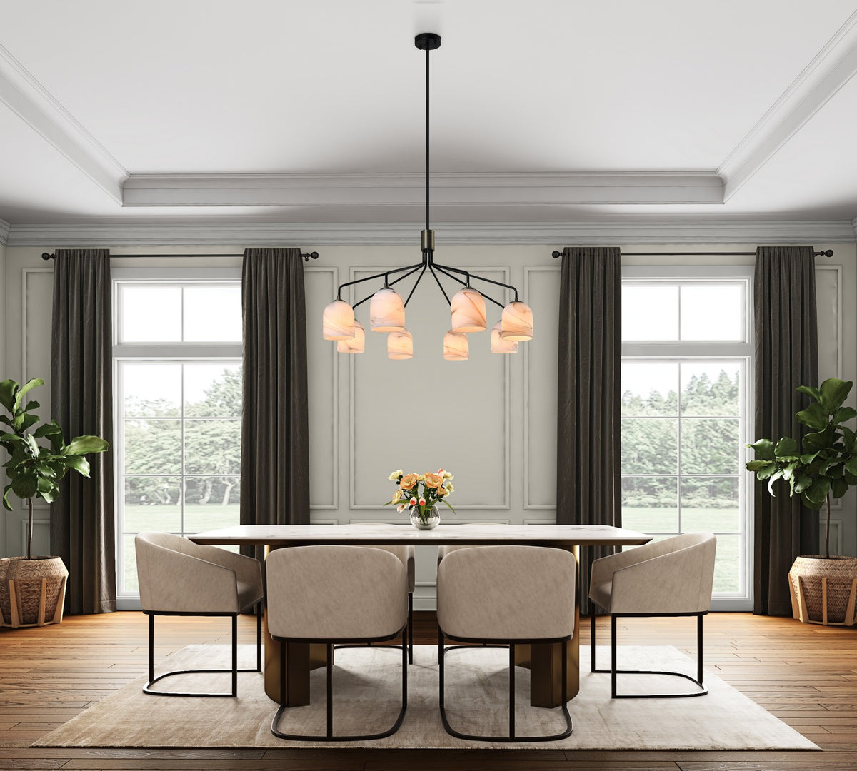 Artcraft - SC13378BB - Eight Light Chandelier - Crema - Black, Brushed Brass