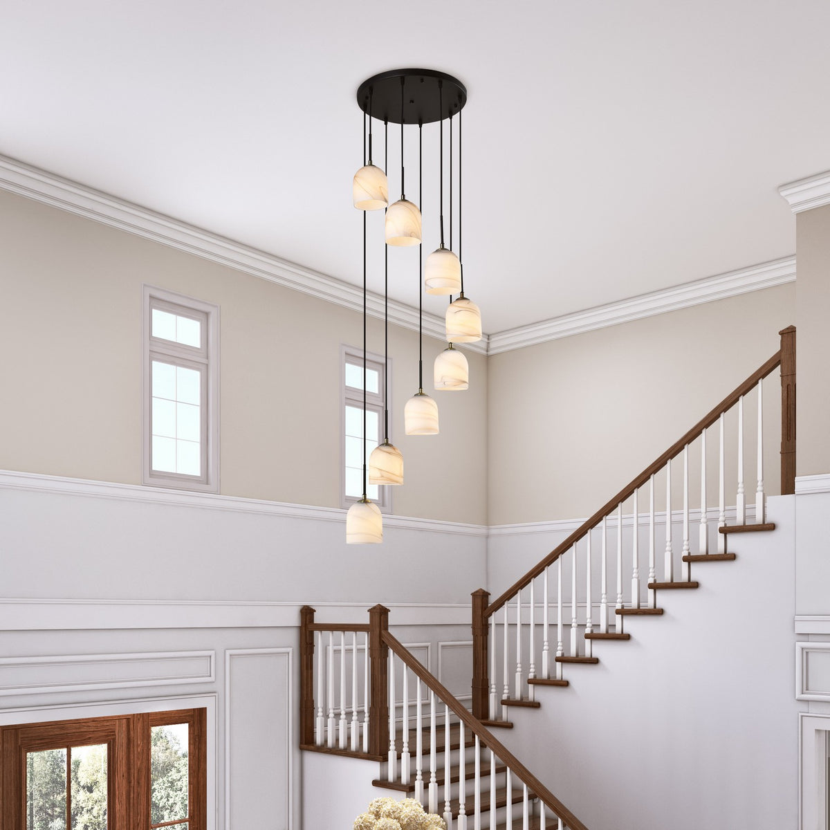 Artcraft - SC13379BB - Eight Light Chandelier - Crema - Black, Brushed Brass