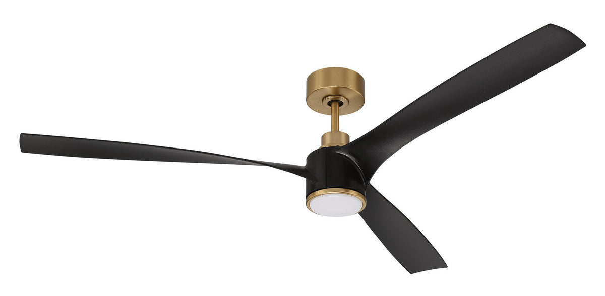 Craftmade - PHB60FBSB3-NWF - 60" Ceiling Fan - Phoebe 60" Indoor Ceiling Fan without Wifi - Flat Black/Satin Brass