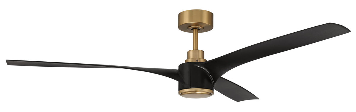 Craftmade - PHB60FBSB3-NWF - 60" Ceiling Fan - Phoebe 60" Indoor Ceiling Fan without Wifi - Flat Black/Satin Brass