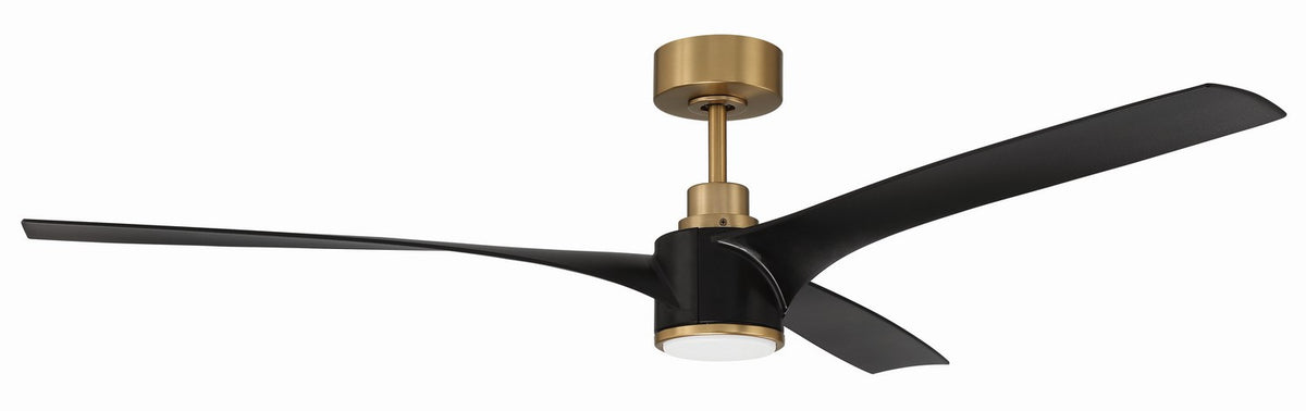 Craftmade - PHB60FBSB3-NWF - 60" Ceiling Fan - Phoebe 60" Indoor Ceiling Fan without Wifi - Flat Black/Satin Brass