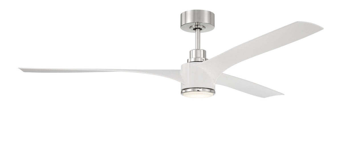Craftmade - PHB60WPLN3-NWF - 60" Ceiling Fan - Phoebe 60" Indoor Ceiling Fan without Wifi - White/Polished Nickel