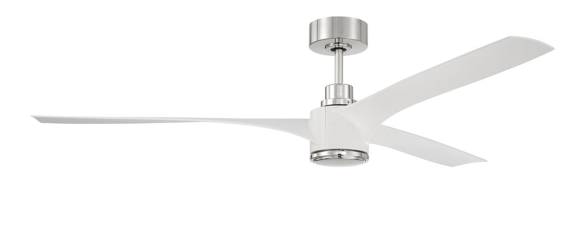 Craftmade - PHB60WPLN3-NWF - 60" Ceiling Fan - Phoebe 60" Indoor Ceiling Fan without Wifi - White/Polished Nickel