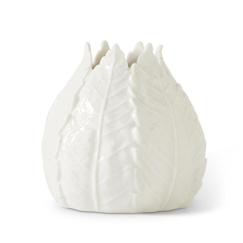 Design Shop 5 Inch White Ceramic Leaf Vase
