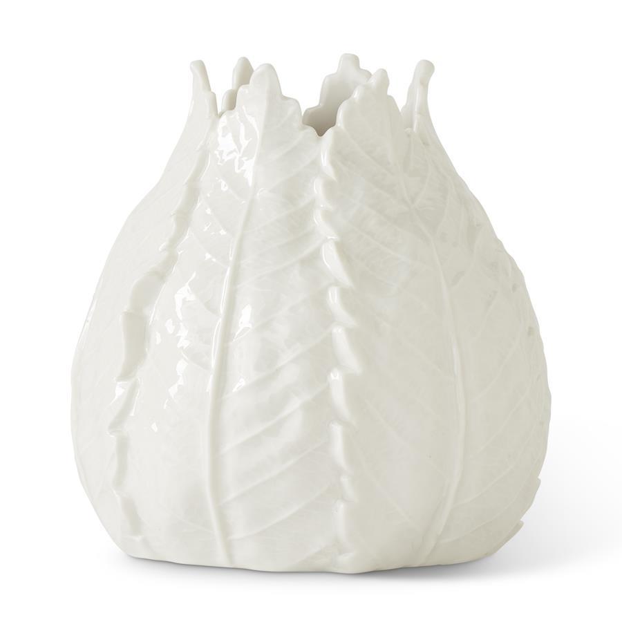 Design Shop 6 Inch White Ceramic Leaf Vase