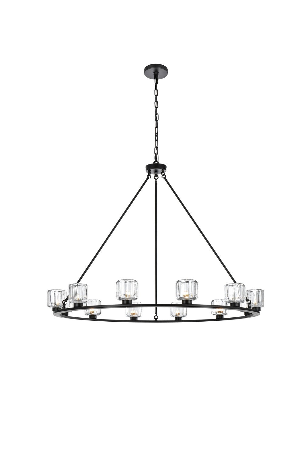 Elegant Lighting - 5100D48BK - 12 Light Chandelier - Cadence - Black and Clear