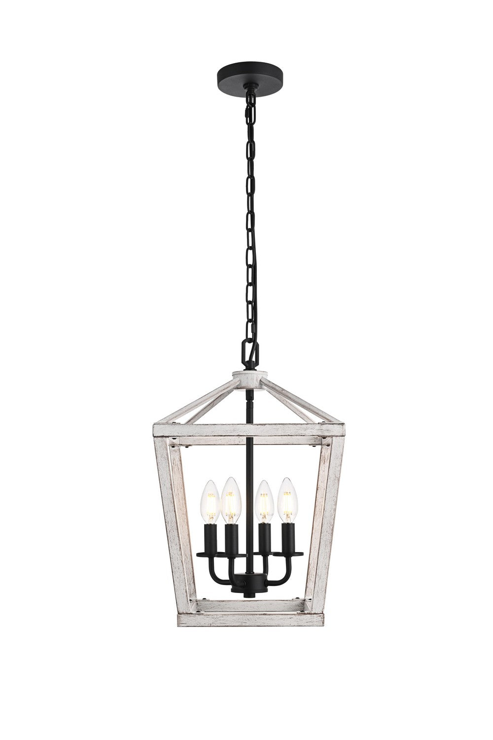 Elegant Lighting - LD511H20WG - Four Light Pendant - Gage - Weathered White and Black