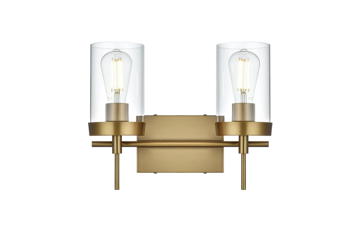 Elegant Lighting - LD7319W14SG - Two Light Wall Sconce - Taryin - Satin Gold and Clear