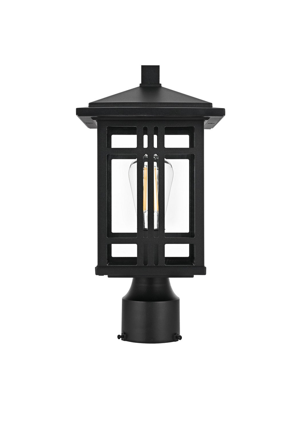 Elegant Lighting - OD613P14BK - One Light Outdoor Post Mount - Harley - Black and Clear