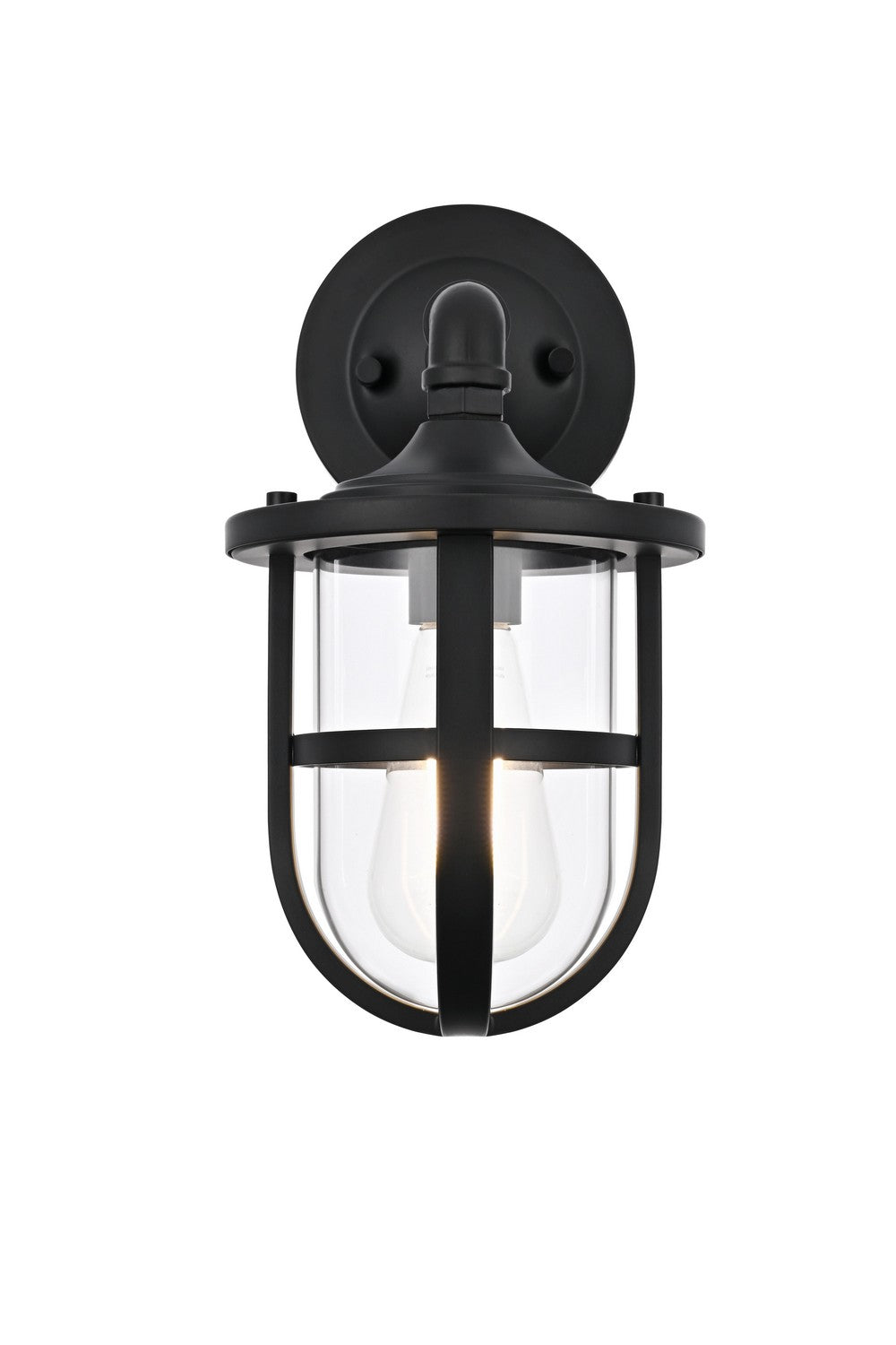 Elegant Lighting - OD807W12BK - One Light Outdoor Wall Sconce - Hugo - Black