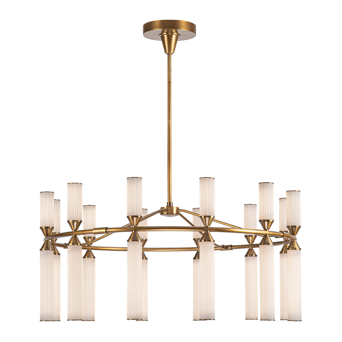 Alora - CH348038VBFR-UNV - LED Chandelier - Edwin - Vintage Brass/Frosted Ribbed Glass
