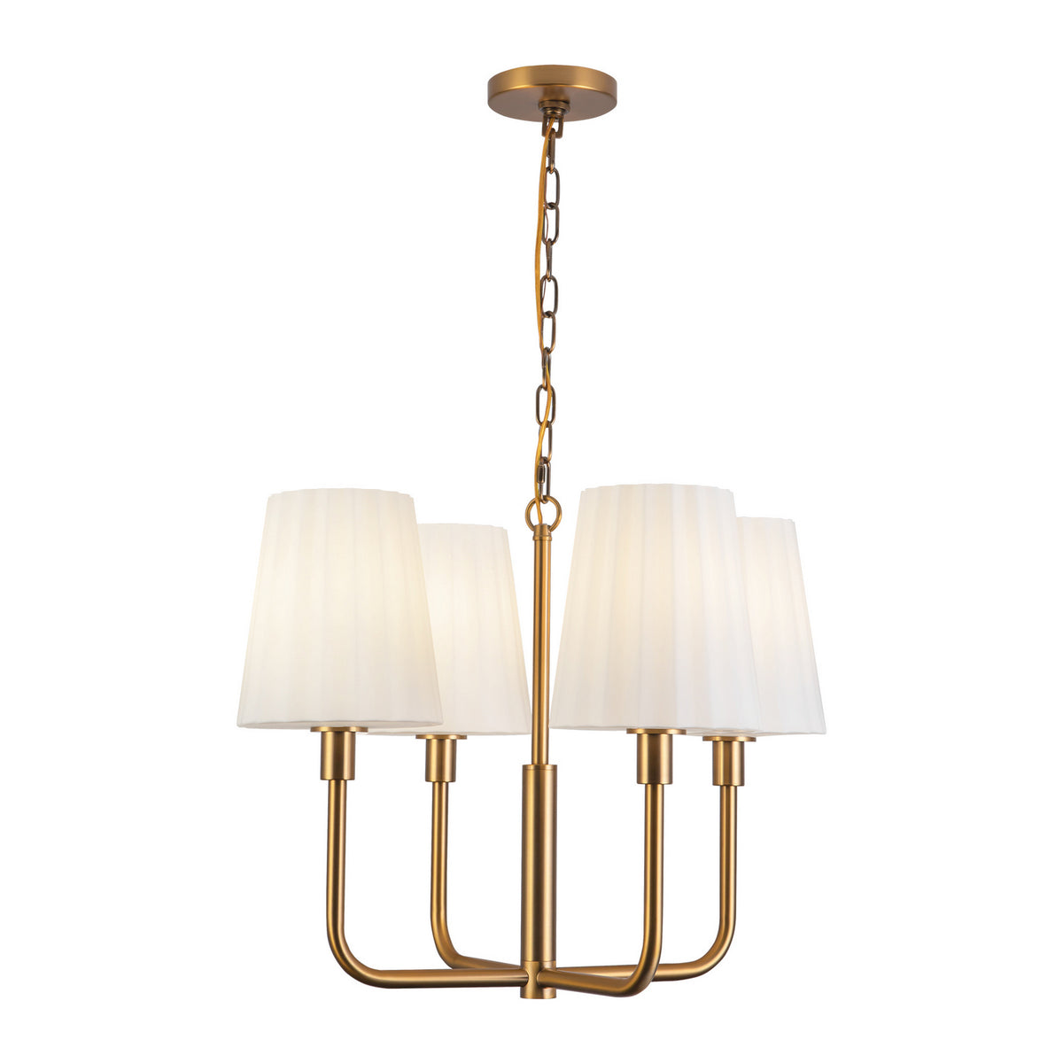 Alora - CH628423AGOP - Four Light Chandelier - Plisse - Aged Gold/Opal Matte Glass