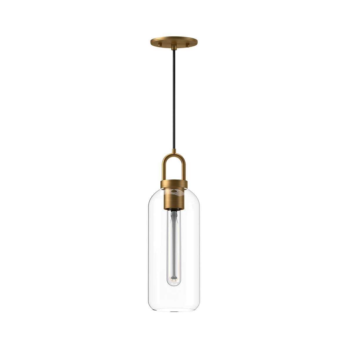 Alora - PD401505AGCL - One Light Pendant - Soji - Aged Gold/Clear Glass