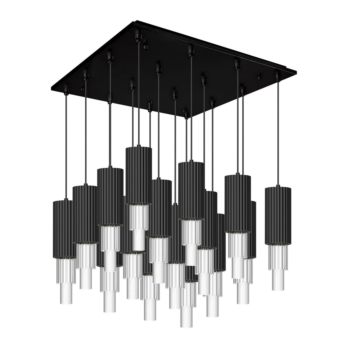 Alora - MP502204MBCR-16 - LED Pendant - Bordeaux - Matte Black/Clear Ribbed Glass
