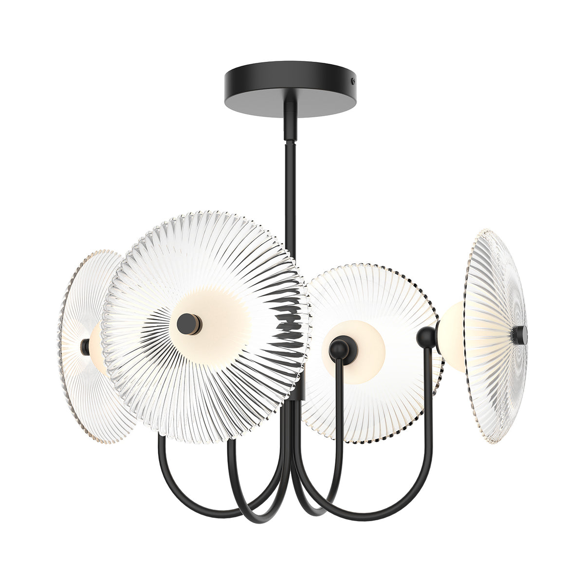 Alora - PD417904MBCR-UNV - LED Pendant - Hera - Matte Black/Clear Ribbed Glass