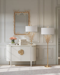 Currey and Company - 1000-0161 - Mirror - Forget-Me-Not - Clear/Chinois Gold Leaf