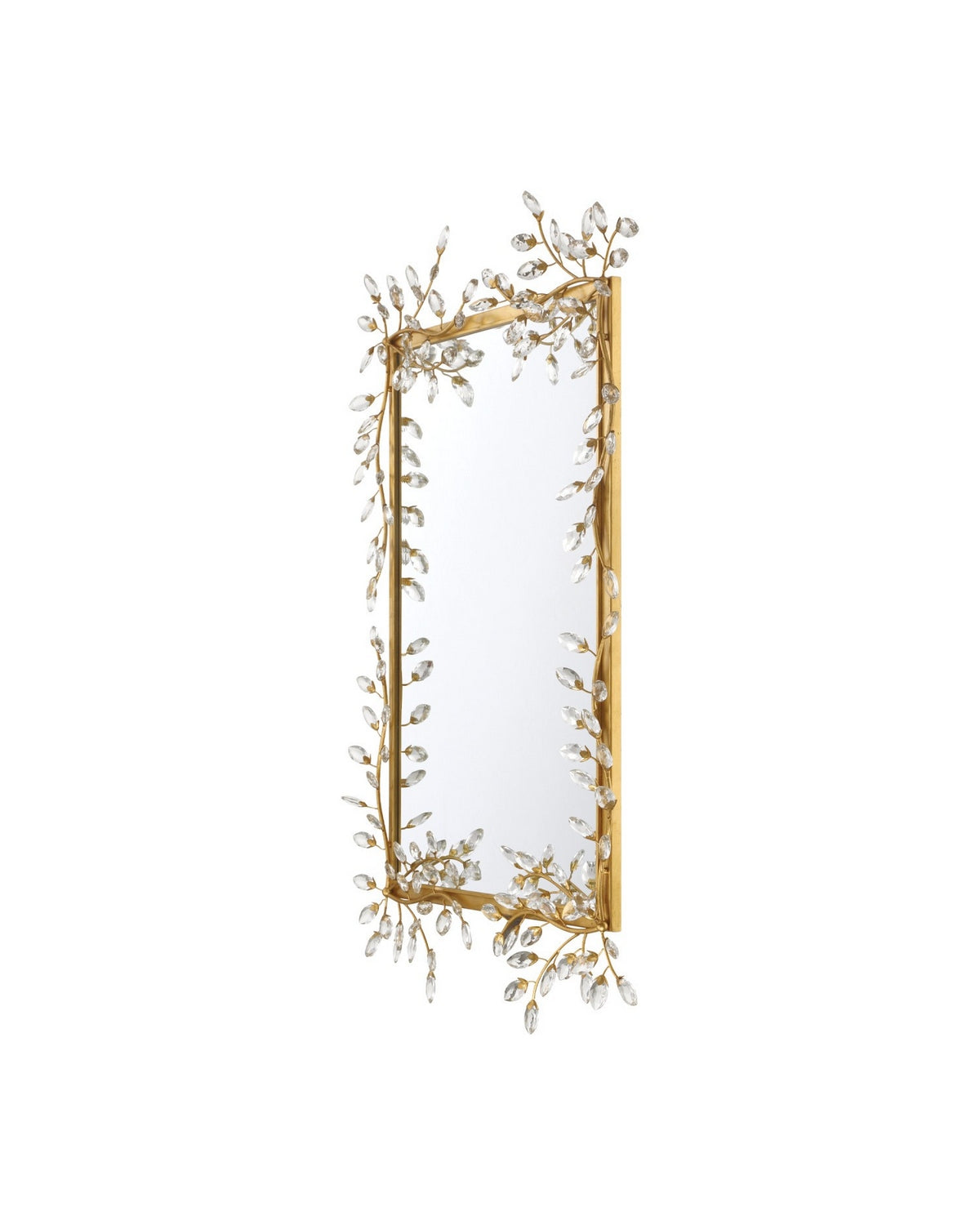 Currey and Company - 1000-0161 - Mirror - Forget-Me-Not - Clear/Chinois Gold Leaf