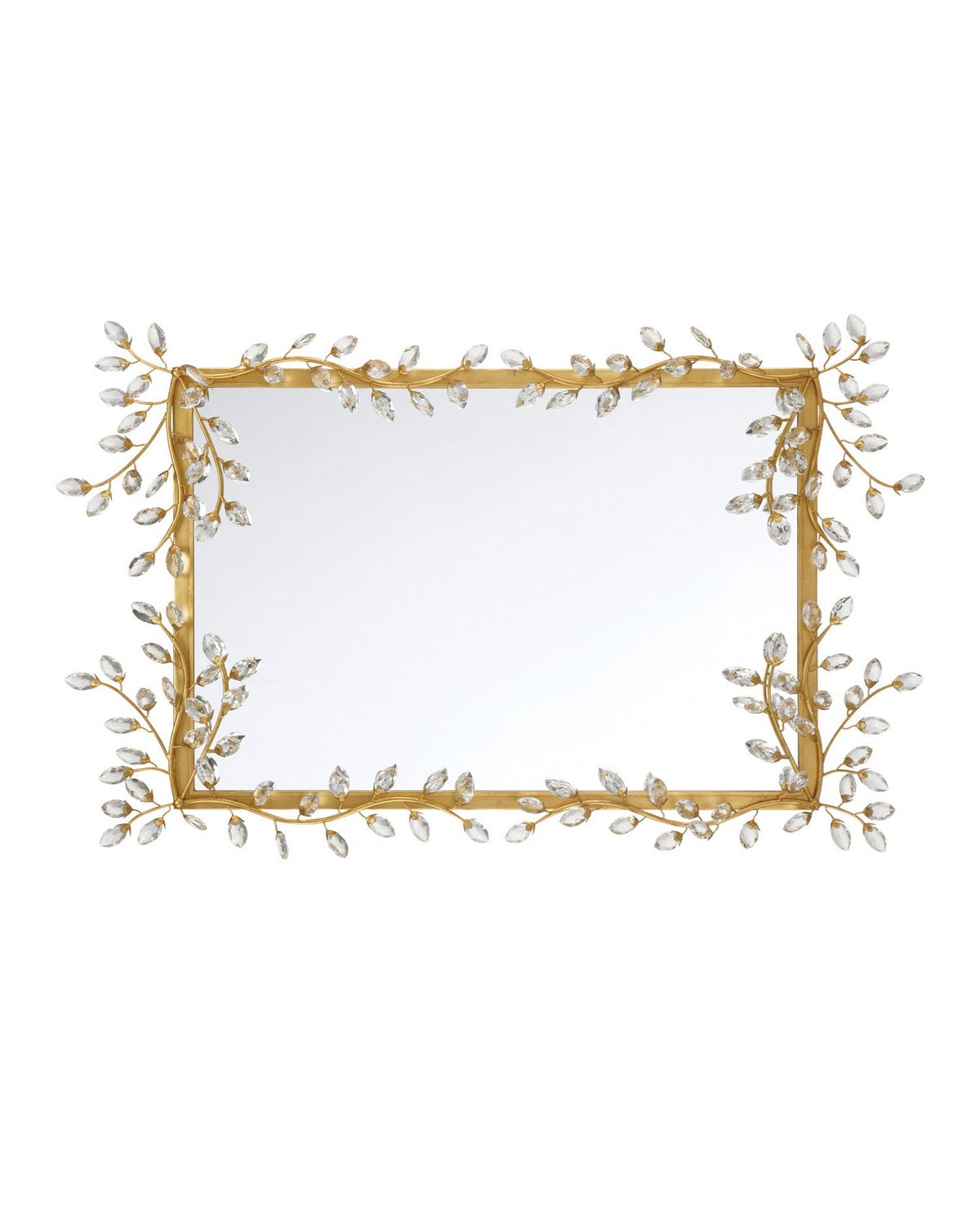 Currey and Company - 1000-0161 - Mirror - Forget-Me-Not - Clear/Chinois Gold Leaf