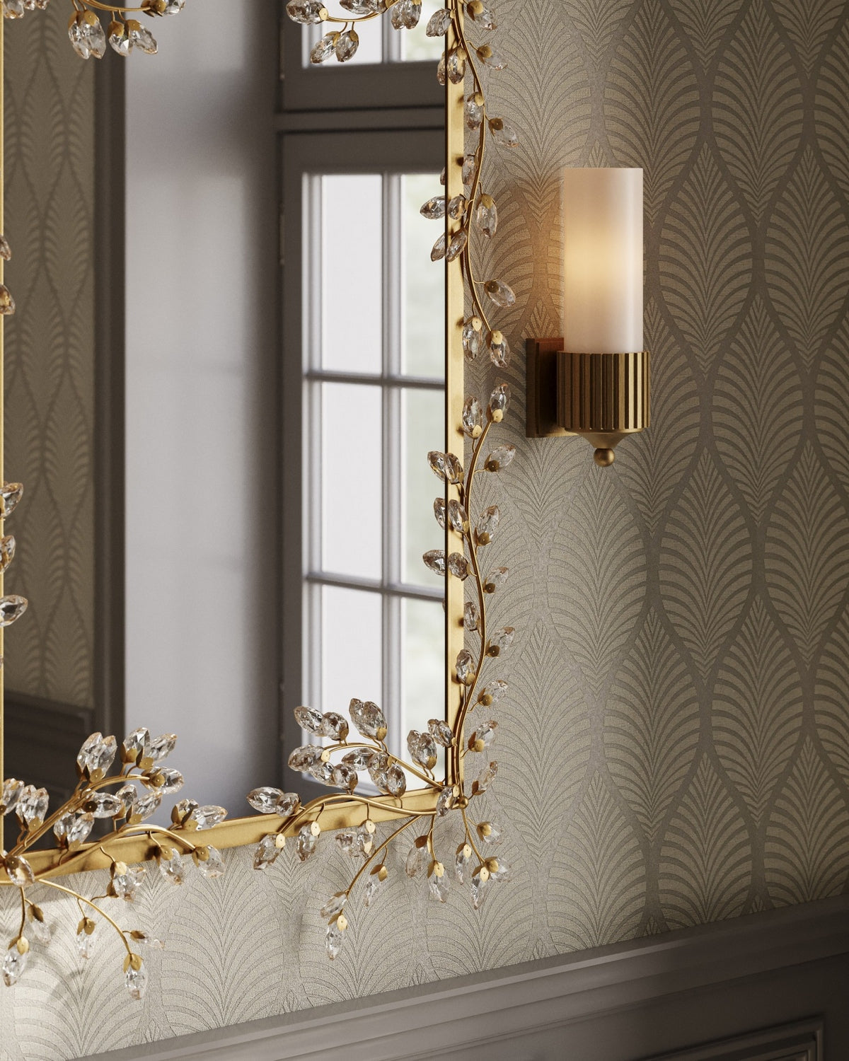 Currey and Company - 1000-0161 - Mirror - Forget-Me-Not - Clear/Chinois Gold Leaf