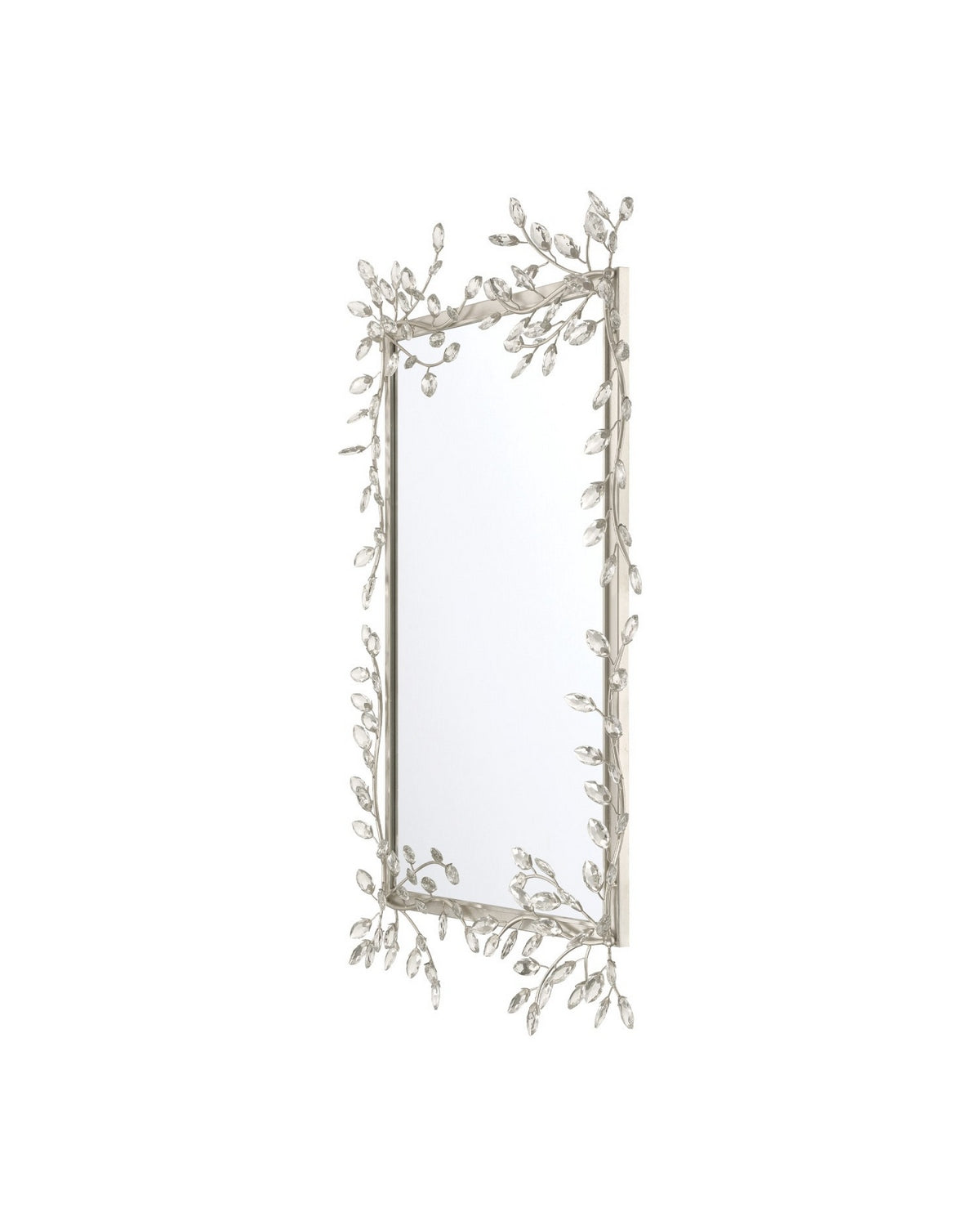 Currey and Company - 1000-0162 - Mirror - Forget-Me-Not - Clear/Silver Leaf