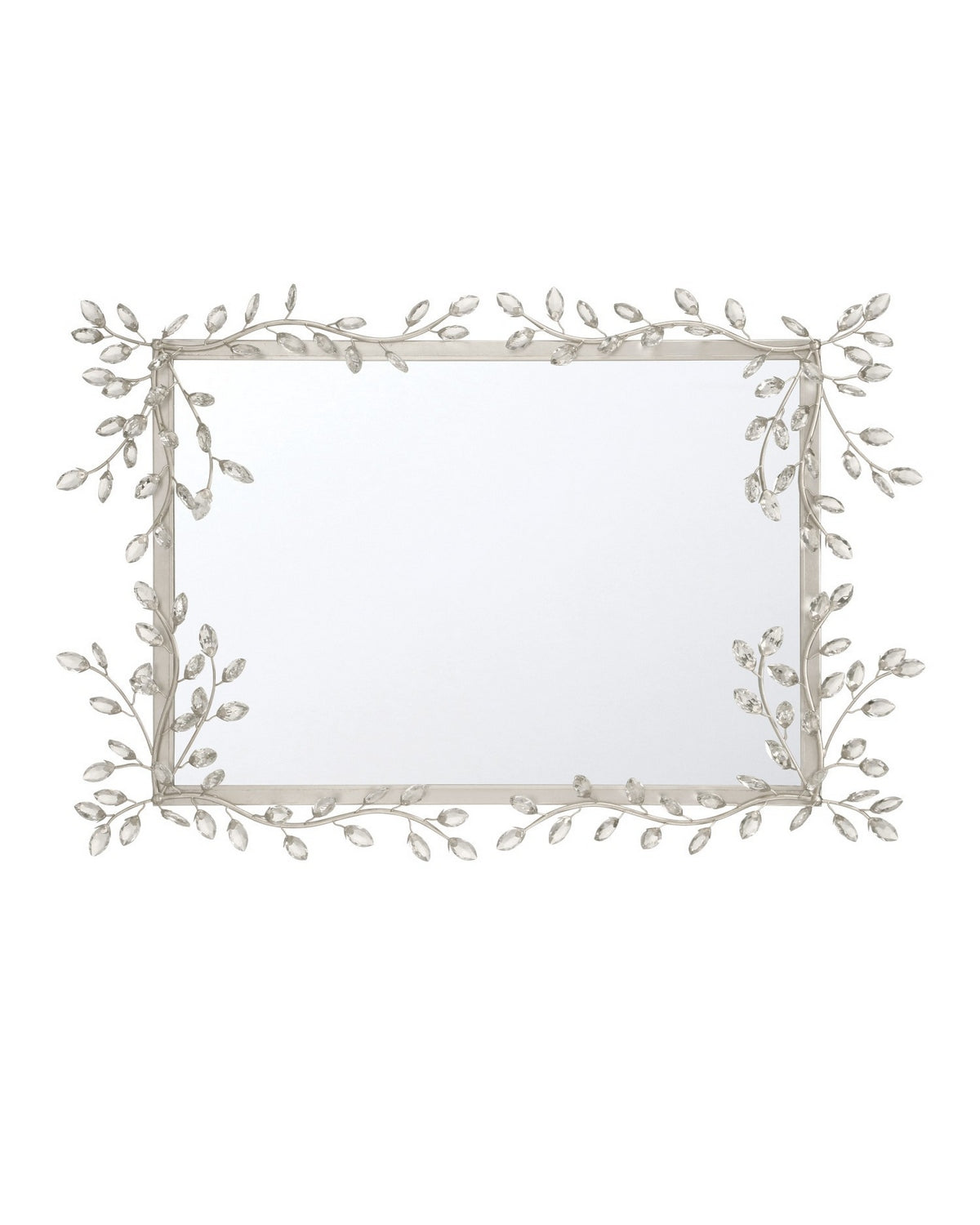 Currey and Company - 1000-0162 - Mirror - Forget-Me-Not - Clear/Silver Leaf