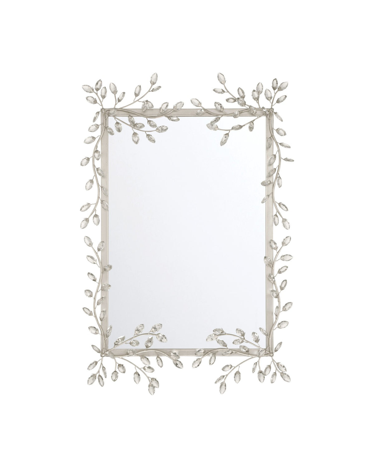 Currey and Company - 1000-0162 - Mirror - Forget-Me-Not - Clear/Silver Leaf