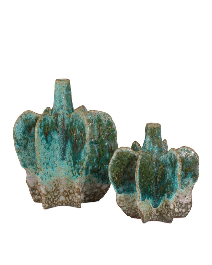 Currey and Company - 1200-1013 - Vase - Urbano Vase Set of 2 - Turquoise / Brown