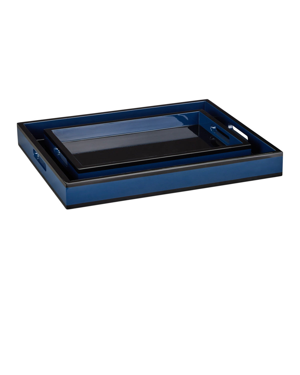 Currey and Company - 1200-1018 - Tray Set of 2 - Lacquer - Navy / Black