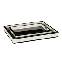 Currey and Company - 1200-1019 - Tray Set of 2 - Lacquer - Ivory / Black
