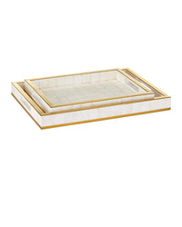 Currey and Company - 1200-1021 - Tray Set of 2 - Casey - Natural / Brass