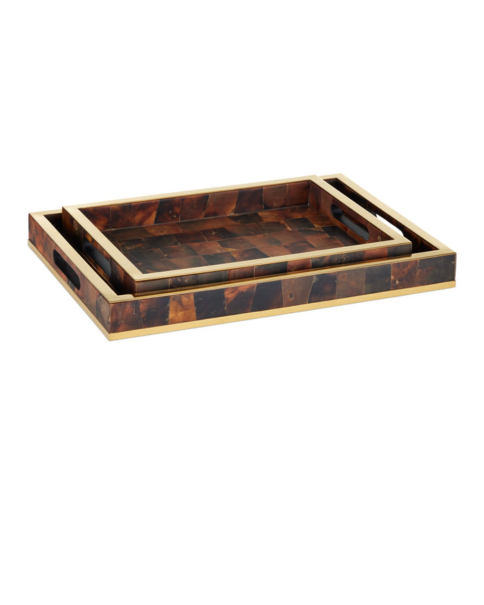 Currey and Company - 1200-1022 - Tray Set of 2 - Casey - Natural / Brass