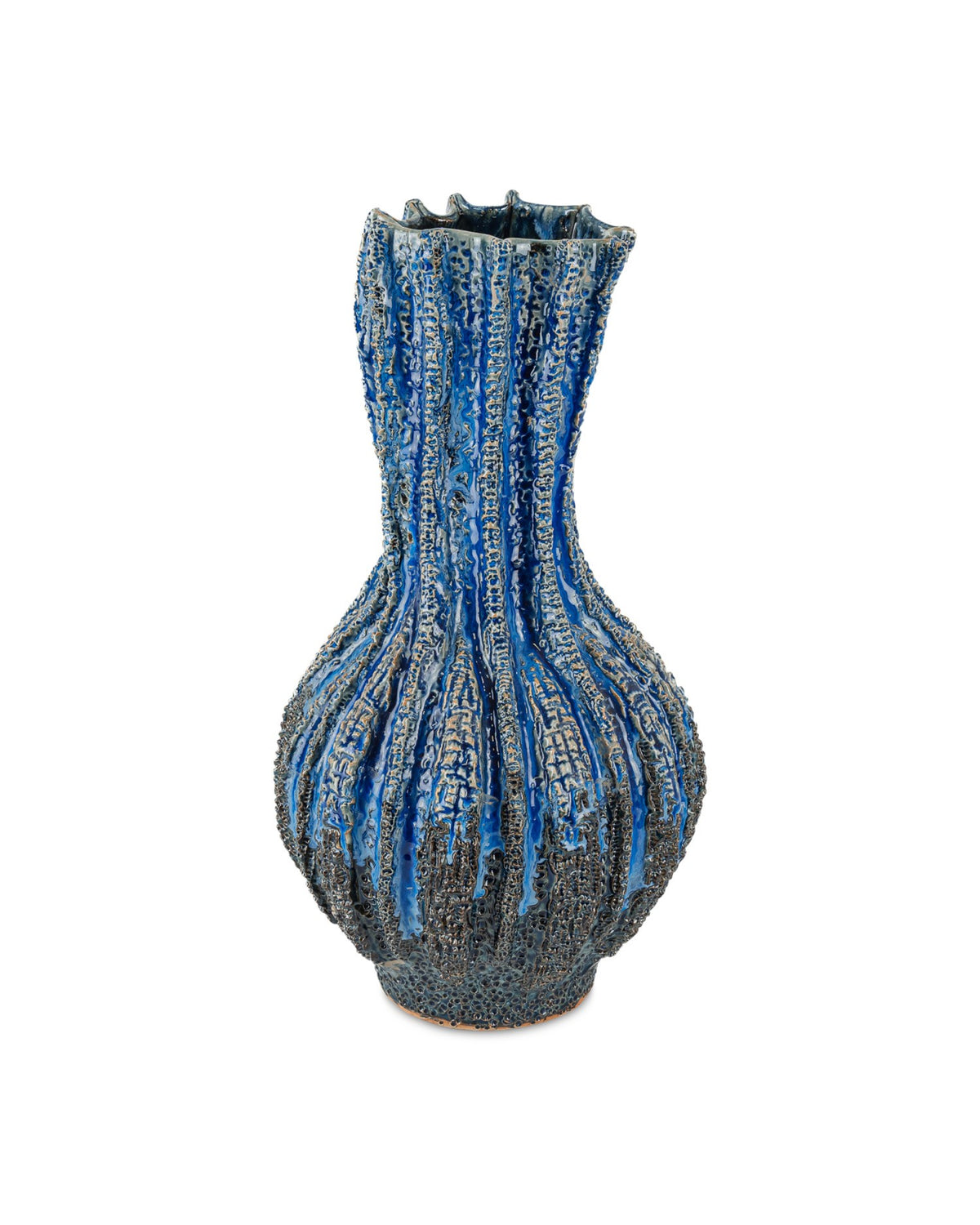 Currey and Company - 1200-1048 - Vase - Folios Vase - Reactive Dark Blue