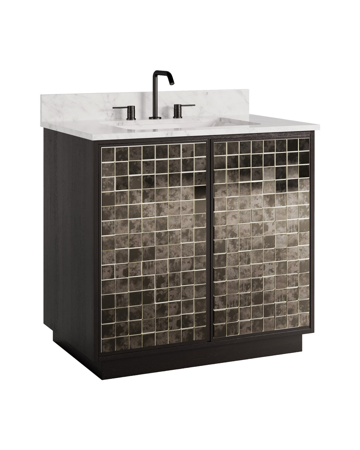 Currey and Company - 3800-0013 - 36" Vanity with Rectangular Undermount Sink - Mosaico - Ebony / Natural / White / Antique Mirror