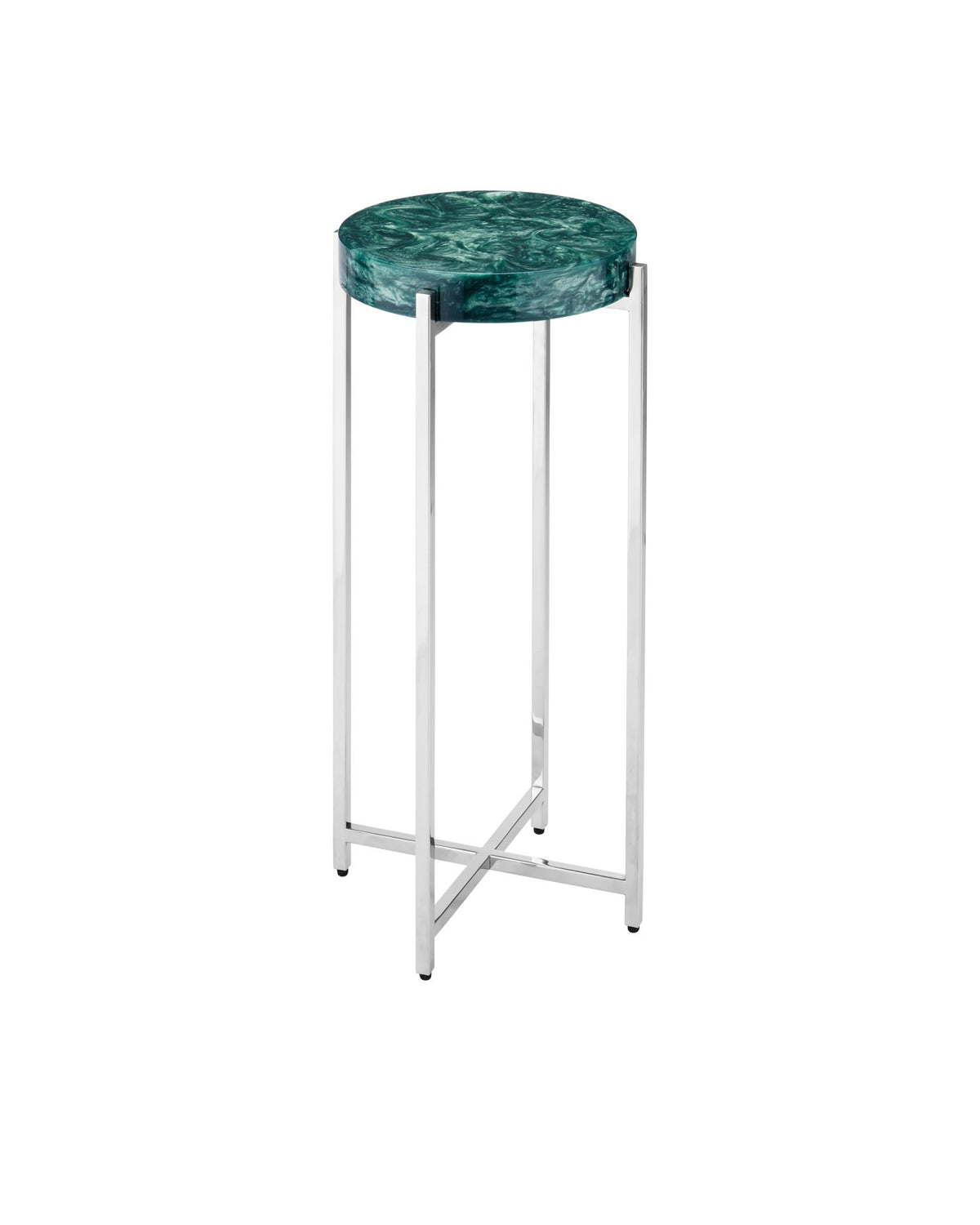 Currey and Company - 4000-0227 - Drinks Table - Rina - Teal / Polished Nickel