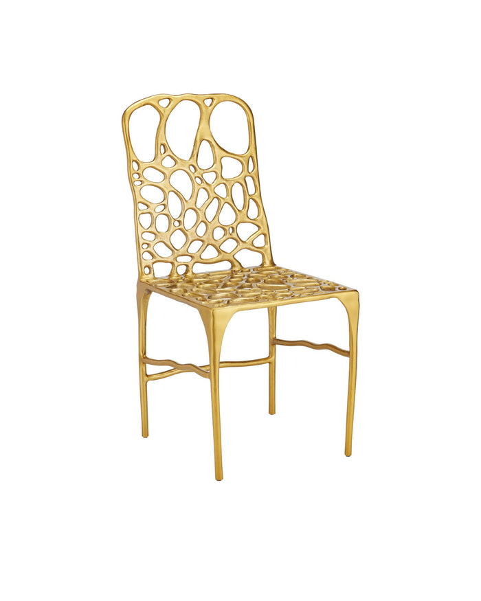 Currey and Company - 4000-0231 - Side Chair - Honeycomb - Gold