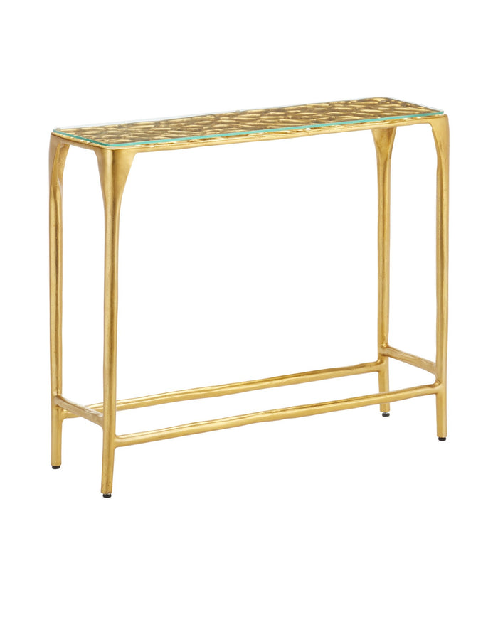 Currey and Company - 4000-0232 - Console Table - Honeycomb - Gold/Clear