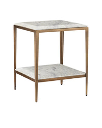 Currey and Company - 4000-0236 - Side Table - Oblique - Natural/Antique Brass