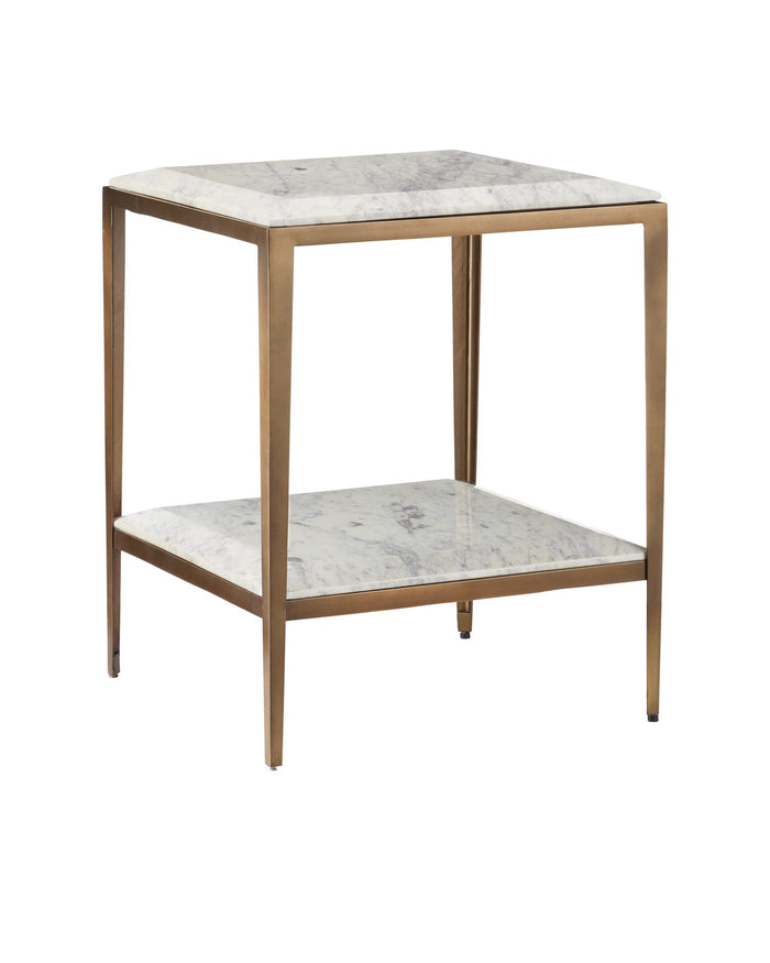 Currey and Company - 4000-0236 - Side Table - Oblique - Natural/Antique Brass