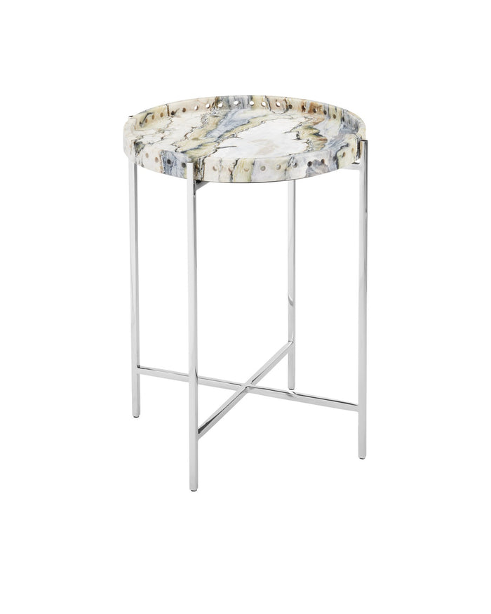 Currey and Company - 4000-0242 - Accent Table - Freya - Natural/Nickel