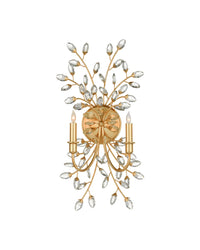 Currey and Company - 5000-0275 - Two Light Wall Sconce - Forget-Me-Not - Clear / Chinois Gold Leaf