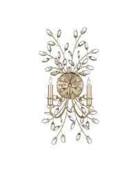 Currey and Company - 5000-0276 - Two Light Wall Sconce - Forget-Me-Not - Clear / Silver Leaf