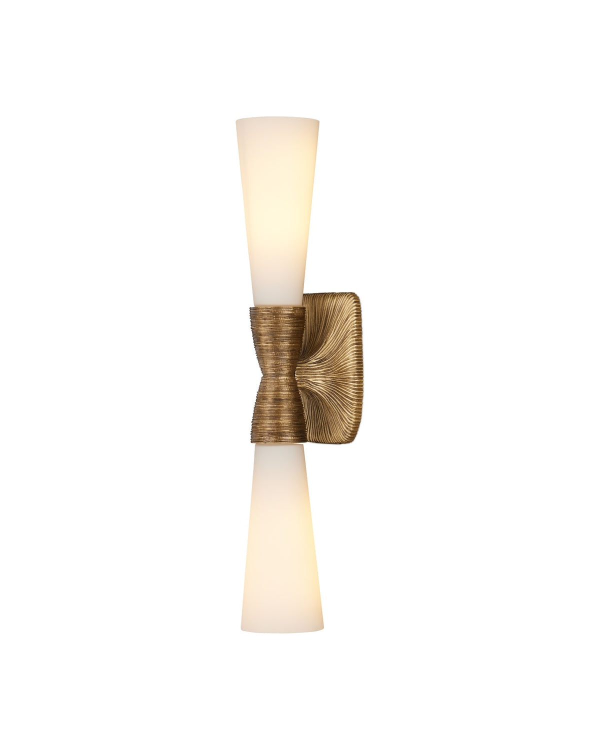 Currey and Company - 5800-0065 - Two Light Wall Sconce - Burrows - Opaque White / Antique Brass