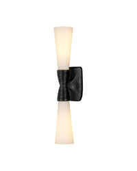 Currey and Company - 5800-0066 - Two Light Wall Sconce - Burrows - Opaque White/Oil Rubbed Bronze