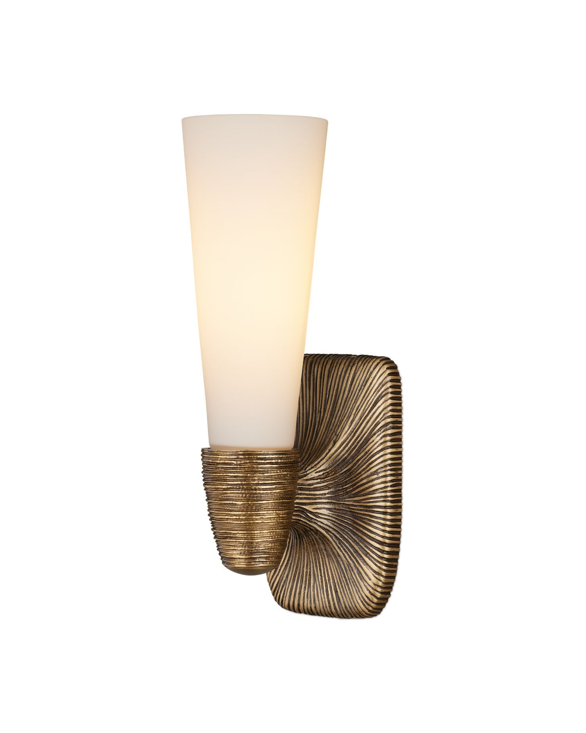 Currey and Company - 5800-0067 - One Light Wall Sconce - Bonaz - Opaque White / Antique Brass