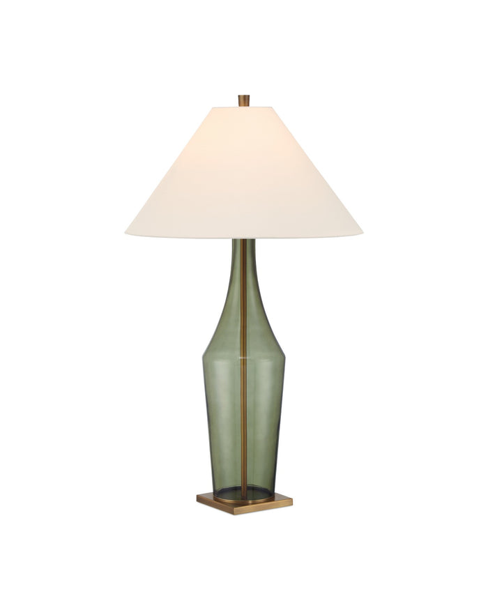 Currey and Company - 6000-1010 - One Light Table Lamp - Olive Green Table Lamp - Green / Antique Brass
