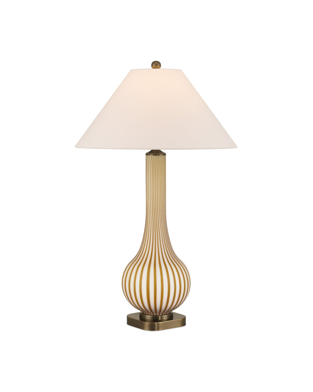 Currey and Company - 6000-1019 - One Light Table Lamp - Striae Table Lamp - Yellow / Off-White