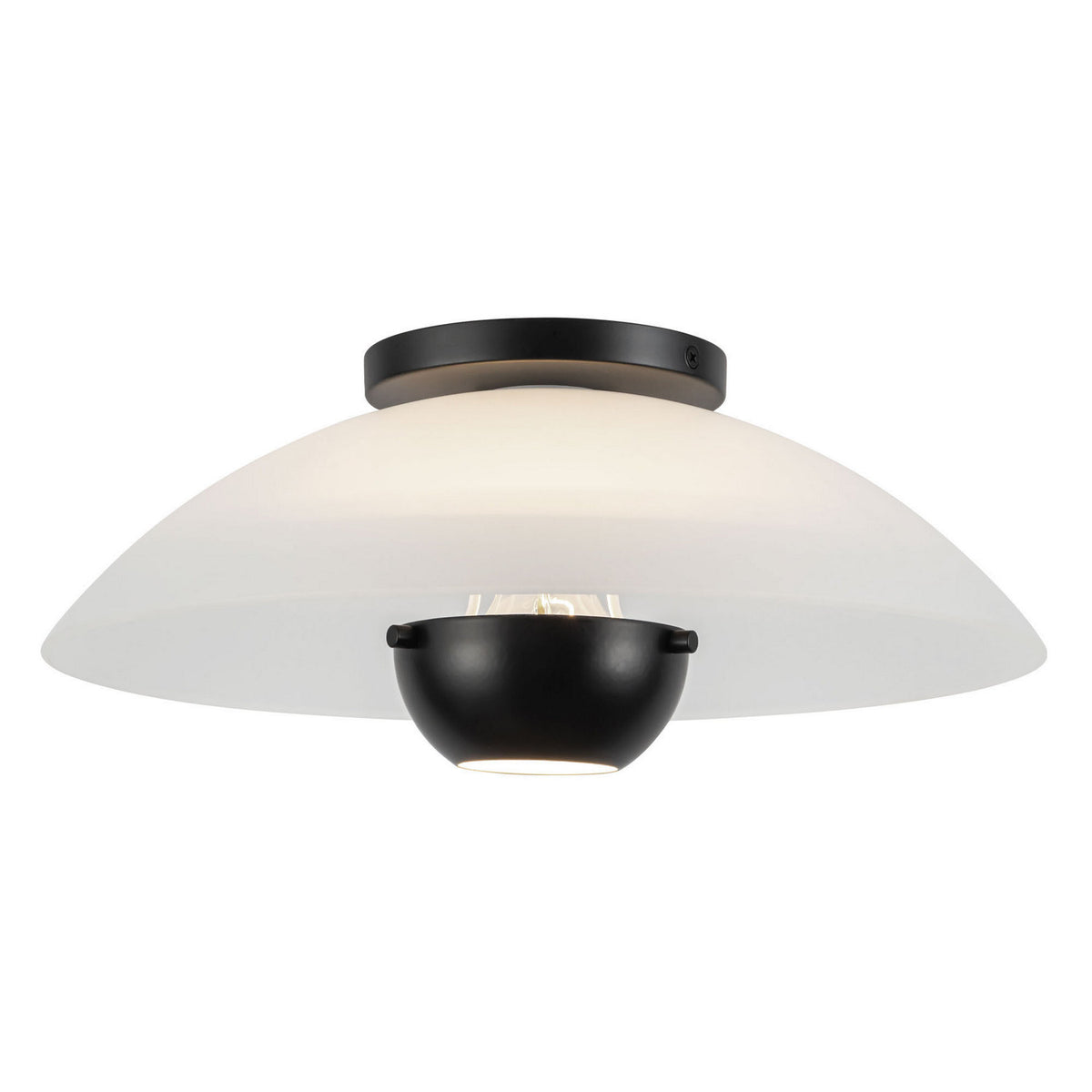 Kuzco Lighting - SF11914-OP/BK - One Light Semi-Flush Mount - Umbra - Opal Glass/Black