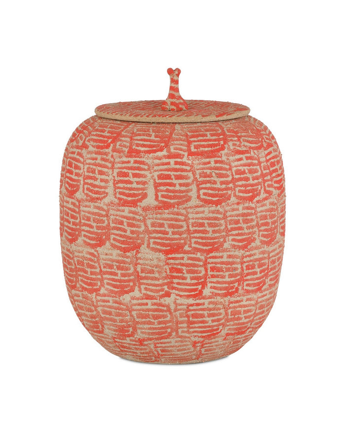 Currey and Company - 1200-0979 - Jar - Happiness - Red/Beige